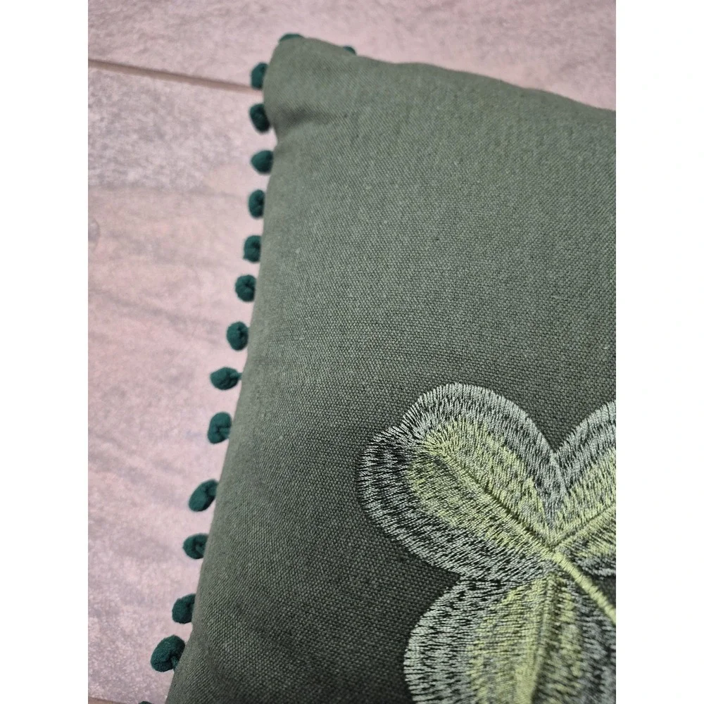 Vintage Irish Shamrock Embroidered Pillow 13x13 Made‎ IRELAND Green St Patrick's